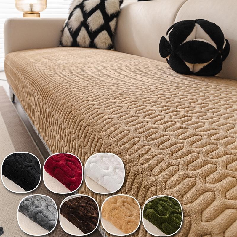1pc Vintage Solid U-Shaped Quilted Non-Slip Washable Plush Sofa Cover, Modern Minimalist Pet-Friendly Furniture Protector, Living Room & Bedroom Decor