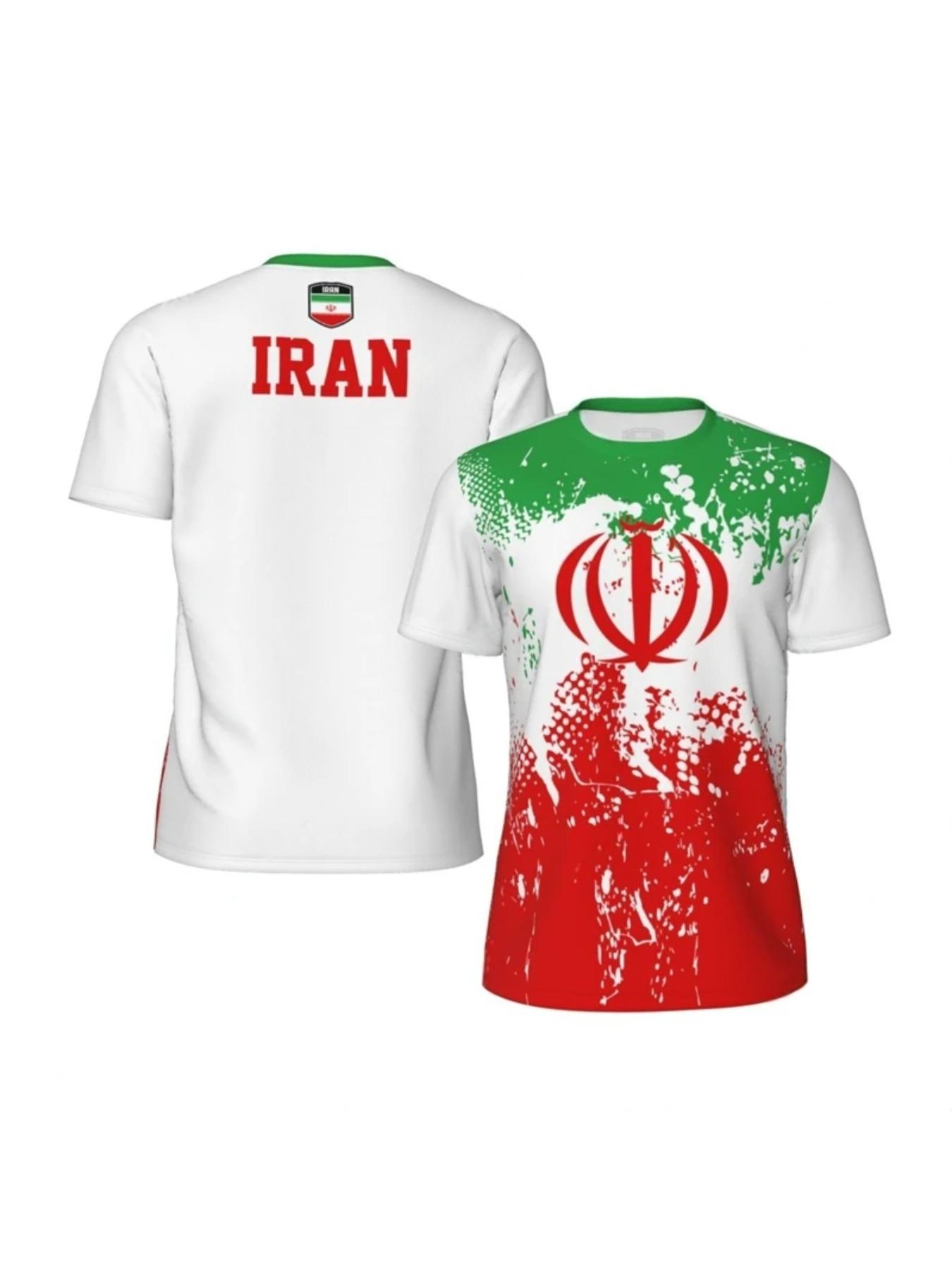 Fashion Iran Flag Football T Shirt Casual Summer Short Sleeve Mens 3D Printed Sports T-shirt Loose Street Quick Dry Tees Tops