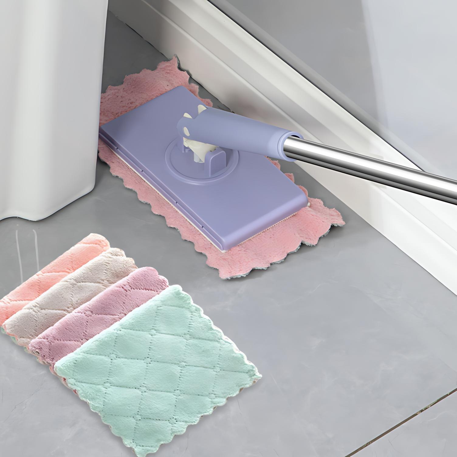 Portable Self-Squeeze Mop Set, Flat Mops, Reusable Cleaning Tool for Hard Floors, Compact Bathroom & Home Maintenance Accessory
