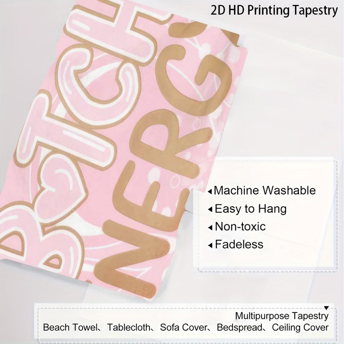 Y2K Bad B*tch Energy Tapestry, Cute Print Wall Hanging Tapestries, Sweet & Cool Style Backdrop Decor, Soft Colorful Wall Blanket for Bedroom Dorm Living Room, Perfect Gift