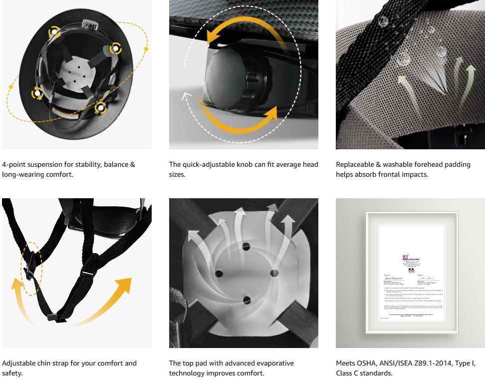 Handcrafted carbon fiber safety helmet - suitable for blue-collar workers