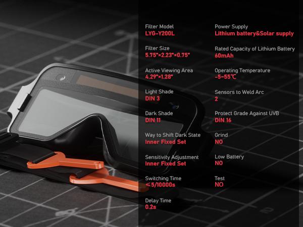 YESWELDER LYG-Y200L True Color Auto Darkening Welding Goggles | 2 Arc Sensors Welder Glasses for TIG MIG MMA & Plasma Cutting