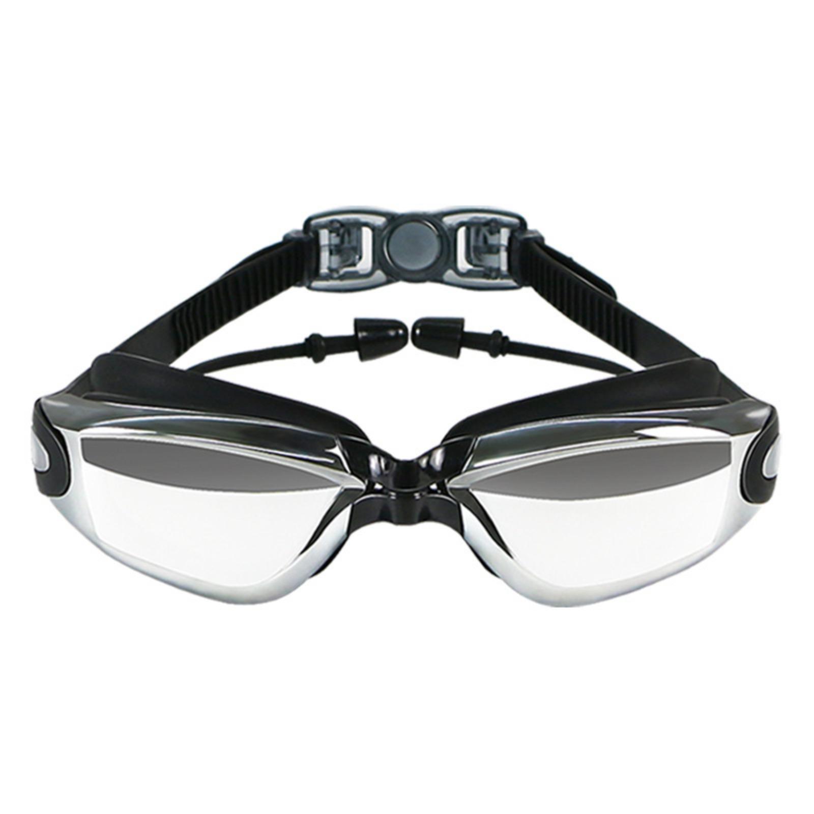 5-Piece Swim Goggle Set: HD, Waterproof, Anti-Fog Goggles with Large Frames, Electroplated Lenses, and Earplugs (Unisex)