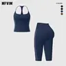 MFVIM Women's Thin-Strap Slim Tank Top & High-Waisted Slim Shorts 2-Piece Sports Wear Set - Activewear Shorts Set, Tank Tops, Gifts for Women, Ideal for Outdoor Casual Running & Yoga