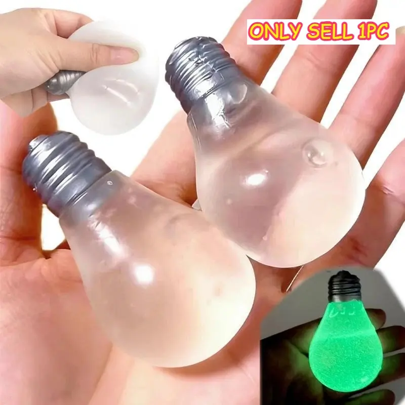 Squishy Light Bulb Maltose Luminous Squeeze Toy Slow Rebound Sensory Fidget Toy Anxiety Relief Novelty Funny Decompression Gift Squishy Fidgets