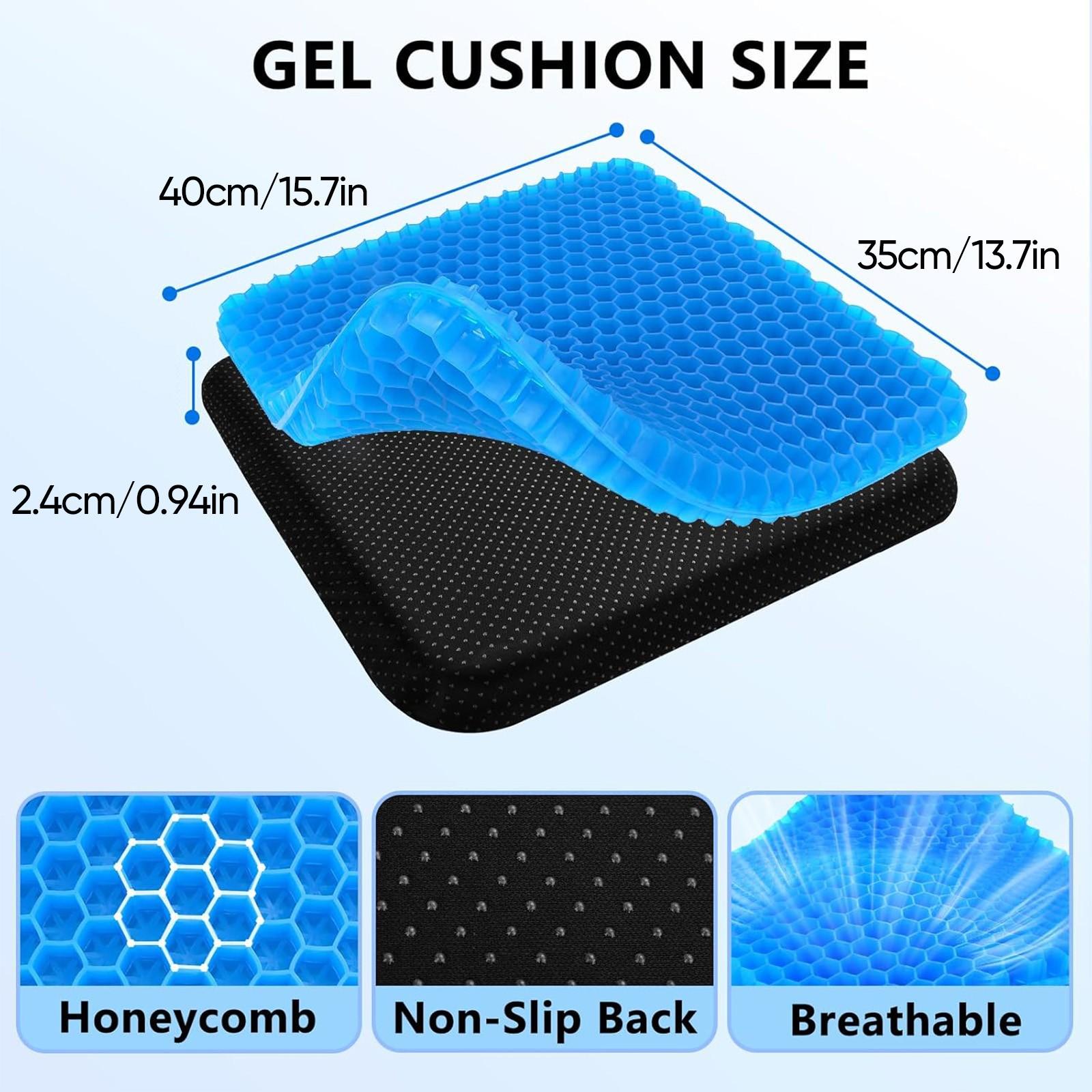 Double-layered honeycomb gel seat cushion is highly elastic, easy to carry, foldable, and detachable. It enhances airflow, keeping the bottom cool, and is suitable for those who sit for long periods in the office or car. It's also an excellent gift