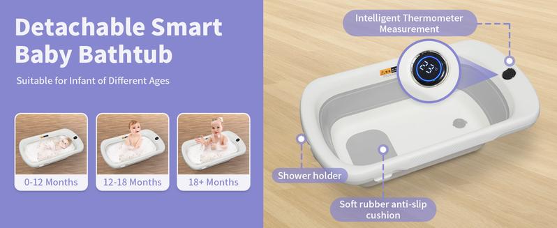2 In 1 Safety Collapsible Baby Bathtub With Changing Table,Waterproof Diaper Changing Station Portable Travel Cute Care Baby Tub,Adjustable Height Nursery Organizer With Storage Racks For Newborn Infant Toddler 2 In 1 Safety Collapsible Baby Bathtub With Changing Table,Waterproof Diaper Changing Station Portable Travel Cute Care Baby Tub,Adjustable Height Nursery Organizer With Storage Racks For Newborn Infant Toddler