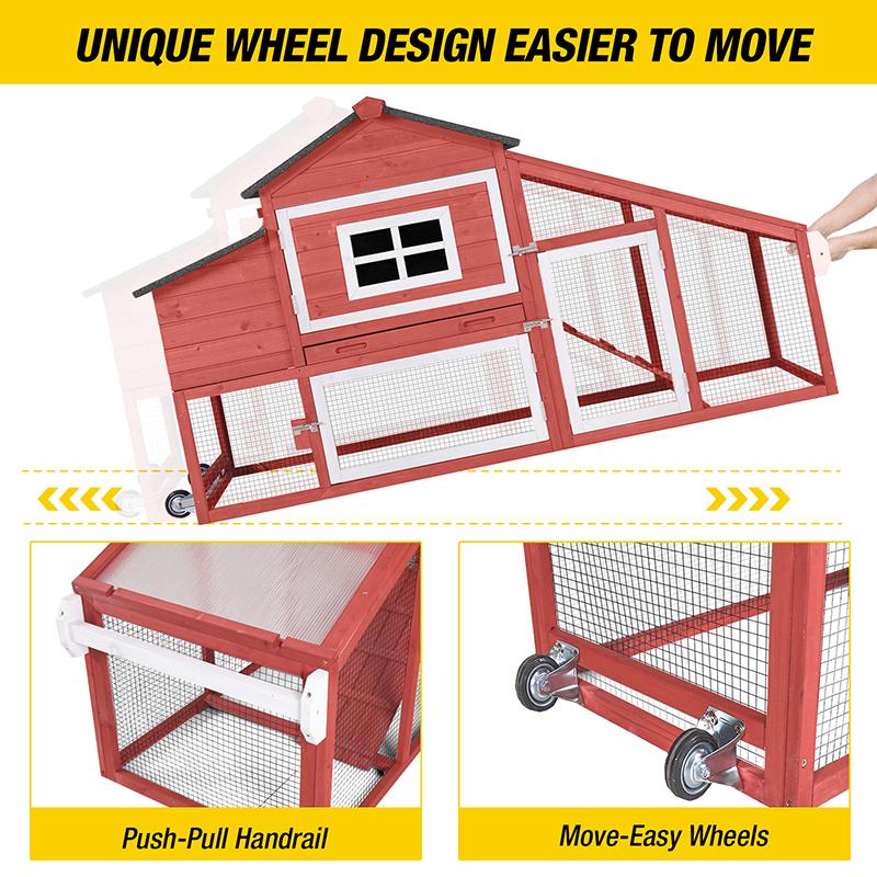 【DealsForYouDays】Aivituvin-AIR23 Wooden Chicken Coop on Wheels for 2-3 Hens,Chicken Tractor