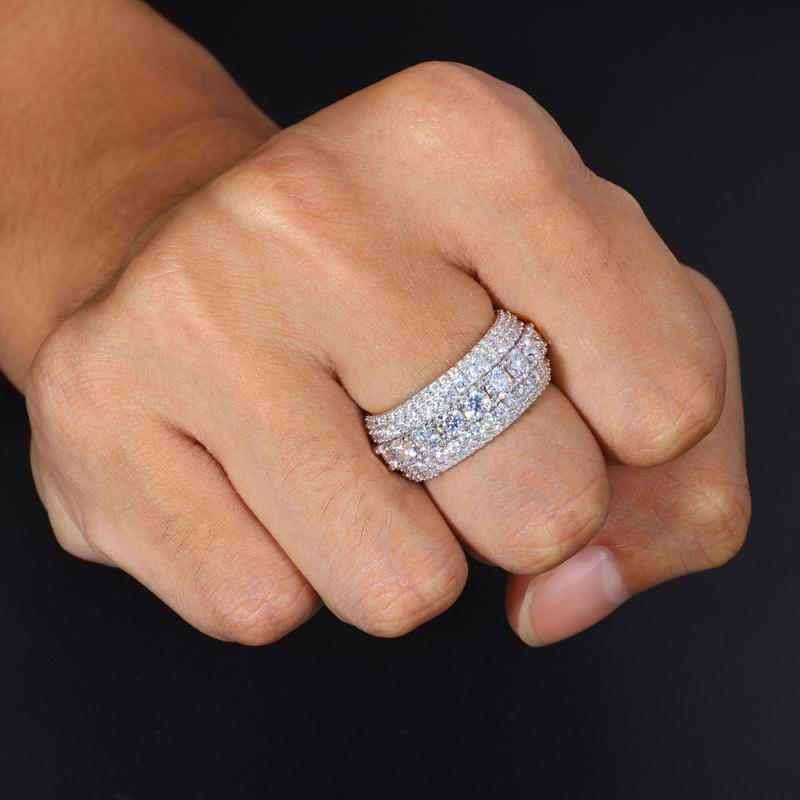 【R60 Live2 】UCCIYO Fine Jewelry VVS1 Synthetic Moissanite Rings For Men Hip Hop Pave Setting S925 Sterling Silver Rings Hip Hop Jewelry