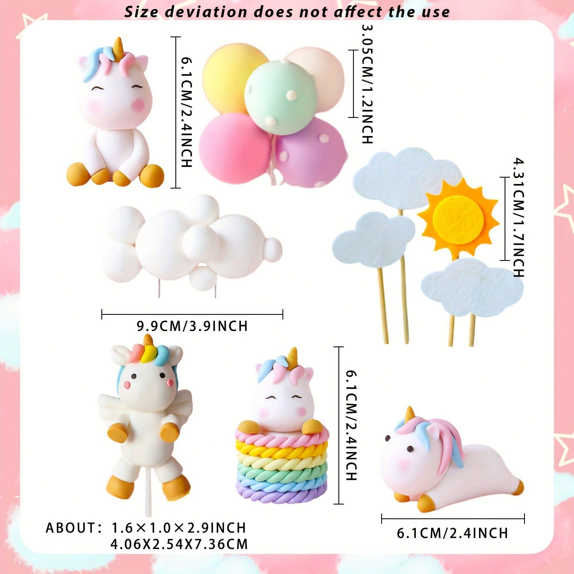 7 Piece Unicorn Cake Decorations, Girl Birthday Party Supplies, Perfect for Baby Shower, Halloween, Christmas, New Year, Valentine's Day