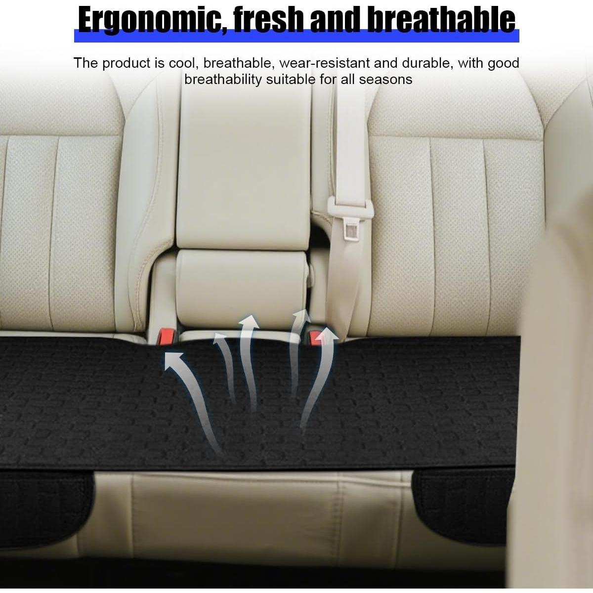 Seat Cover, Anti-Slip Long  Rear Bench Protectors with Storage Pocket, Breathable Comfortable Auto Interior Seating Bottom Protection Accessories,  Fit (Black)