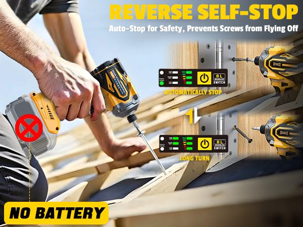 Cordless Impact Driver 1/4" Compatible with Dewalt 20V Battery(Bare Tool!!), 2800In-lbs Brushless Impact Drill, 4 Speed, 3900RPM Compact Driver Tool for Construction & Home