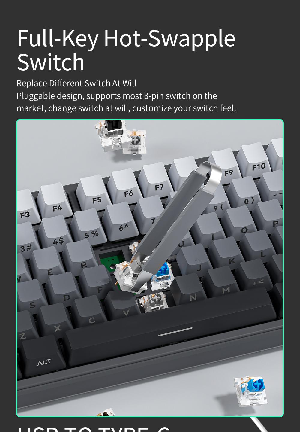 Zifriend ZT99 Mechanical Creamy Keyboard 99 Keys With NumPad, Gasket Structure Gradient Side-Engraved, RGB Light, Hot-Swappable 3/5 Pin Switches, Gaming & Office Keyboard with Driver Support, Tiktokshopblackfriday, Christmas