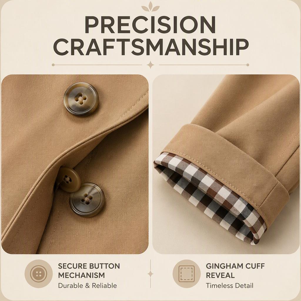 Beautiful Women'S Trench Coat, Valentine'S Day New Arrivals, Hot Women'S Outfits, Women'S Spring Fashion Jacket, Notched Collar With Plaid Lining, Single-Breasted, Lined, Khaki Color, Suitable For Casual To Semi-Formal Wear, Layered Weekend Outfits