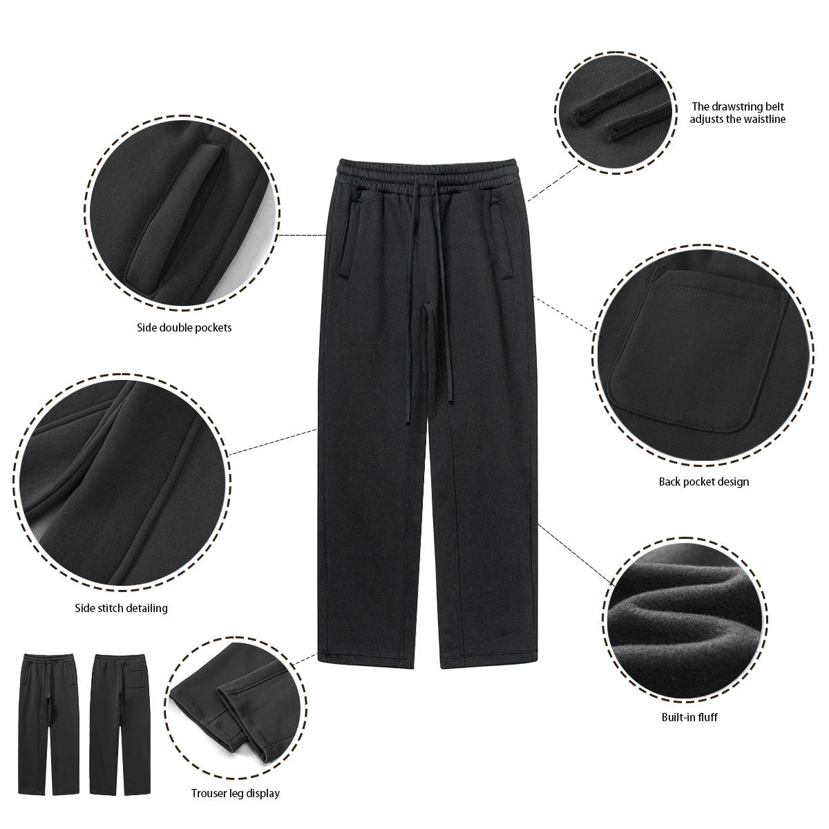 EVELLYHOOTD 600GSM Straight-Leg & Cuffed Baggy Fleece Sweatpants – Unisex Retro Streetwear for Spring Fall Winter | Soft & Cozy Fit【2025 New Drop】