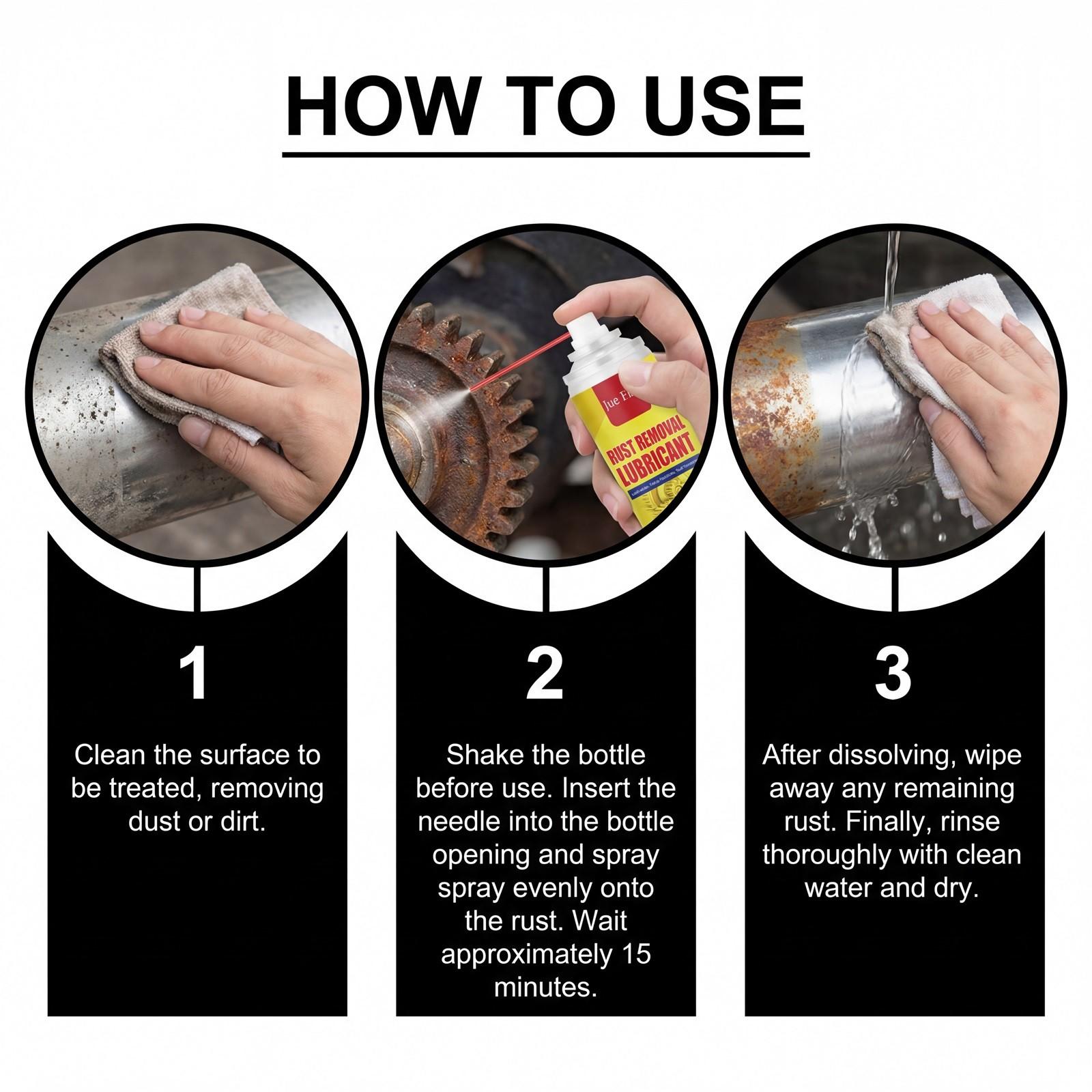 Home Rust Remover Spray (100ML), Gentle Cleaning for Machine Parts,Metal Rust Removal, Long-Lasting Lubrication, Brightening Renovation, Multi-Purpose Spray