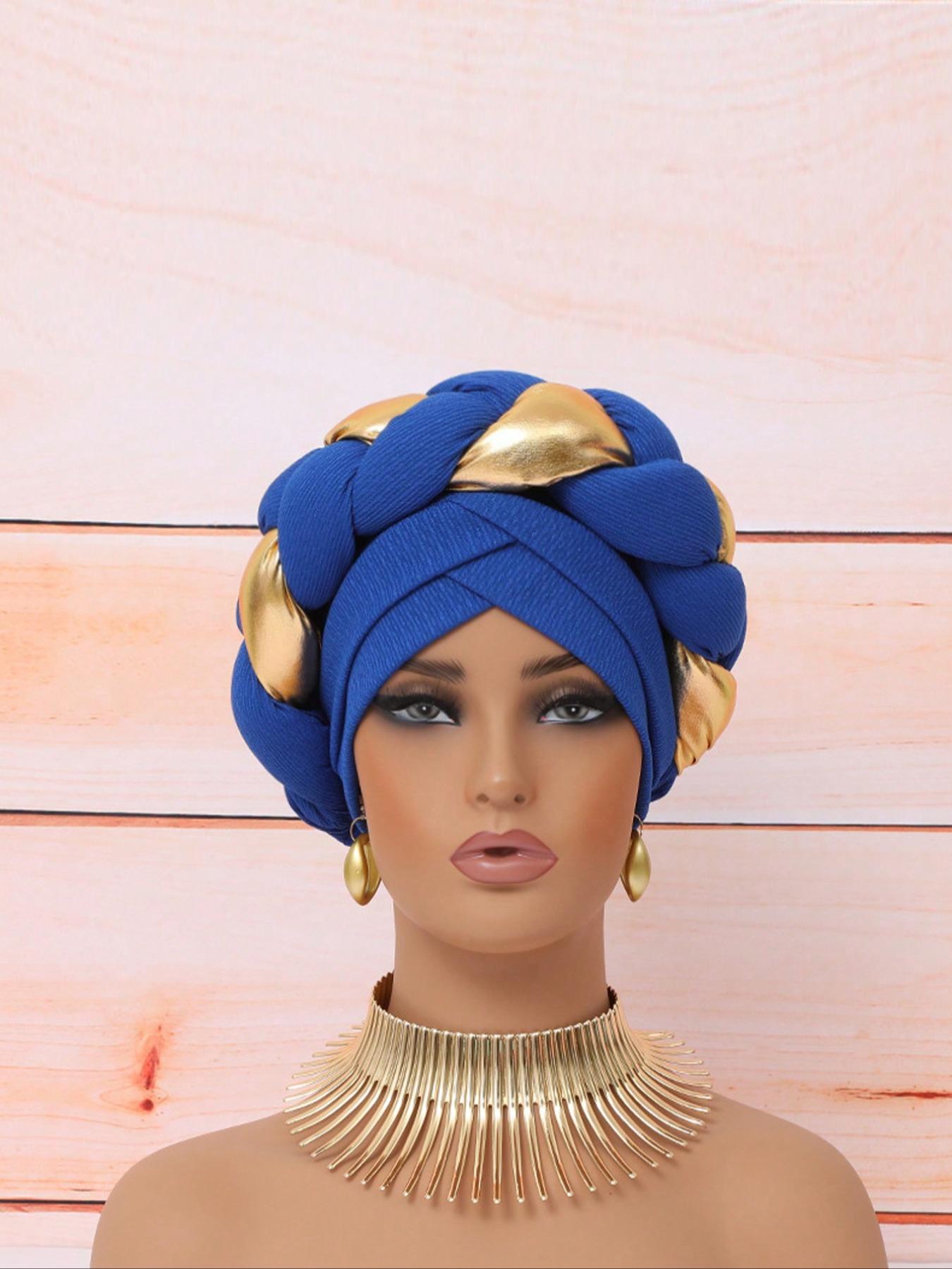 Women's Knitted Headscarf Hat, Braid Design, Puff Ball Style, Comfortable Fit for Daily Wear & Parties, Turban Hijab, Turban Wrap, Fashion Hair Scarves