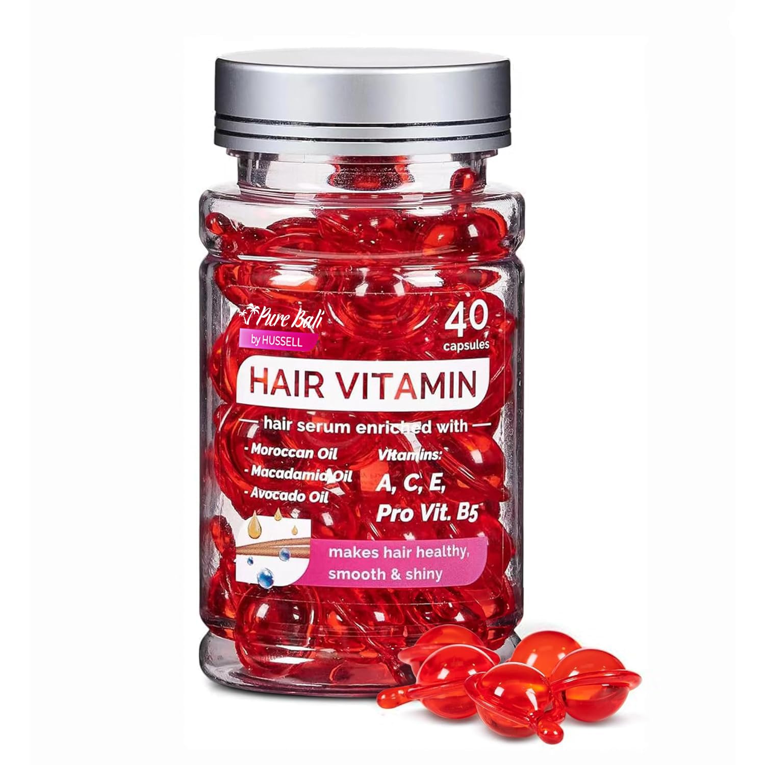 Hair Vitamin Essence Capsules, Haircare Serum, Leave-In Hair Repair Treatment Serum with Moroccan Argan and Avocado Oil plus Vitamins A, C, E and Pro B5, Nourishing Hair, Helps Strengthen and Nourish Hair for Men and Women