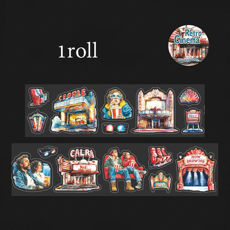 Beautiful Day Old Cinema Series Scenery Pet Tape Set, 4 Styles Included, Ideal for DIY Crafts and Decorations, High-Quality Adhesive Material