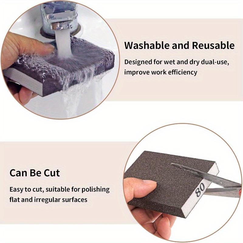 Sanding Sponge 60/80/120/180/220 Grit Coarse Medium Fine Sanding Blocks for Drywall Metal Wood Washable And Reusable Sanding Sponge, Coarse Sponge Sanding Blocks Set