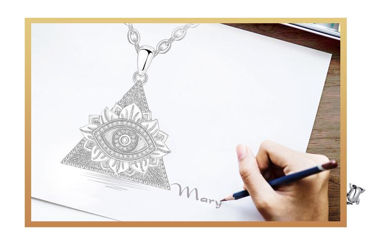 S925 Sterling Silver Mystical Evil Eye Necklace, Egyptian Symbols Pendant With Blue CZ, Eye of Horus Jewelry, Spiritual All-Seeing Eye Amulet S925 Sterling Silver Mystical Evil Eye Necklace, Egyptian Symbols Pendant With Blue CZ, Eye of Horus Jewelry, Spiritual All-Seeing Eye Amulet