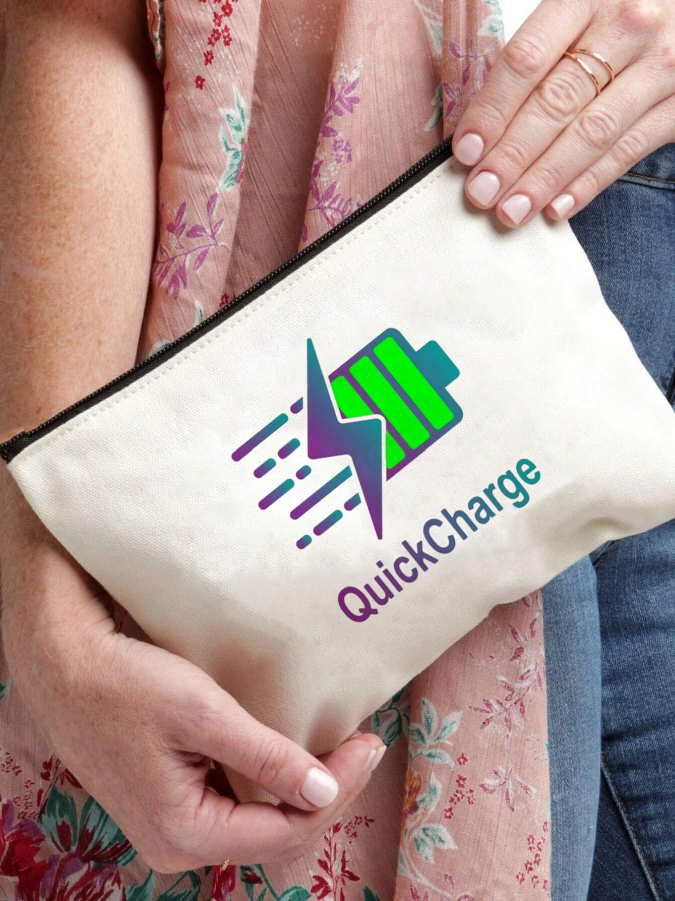 Quickcharge Makeup Organizer Bag, Trendy Fast Charge Design, Durable Canvas Material, Holds Cosmetics and Brushes, Stylish Storage Solution