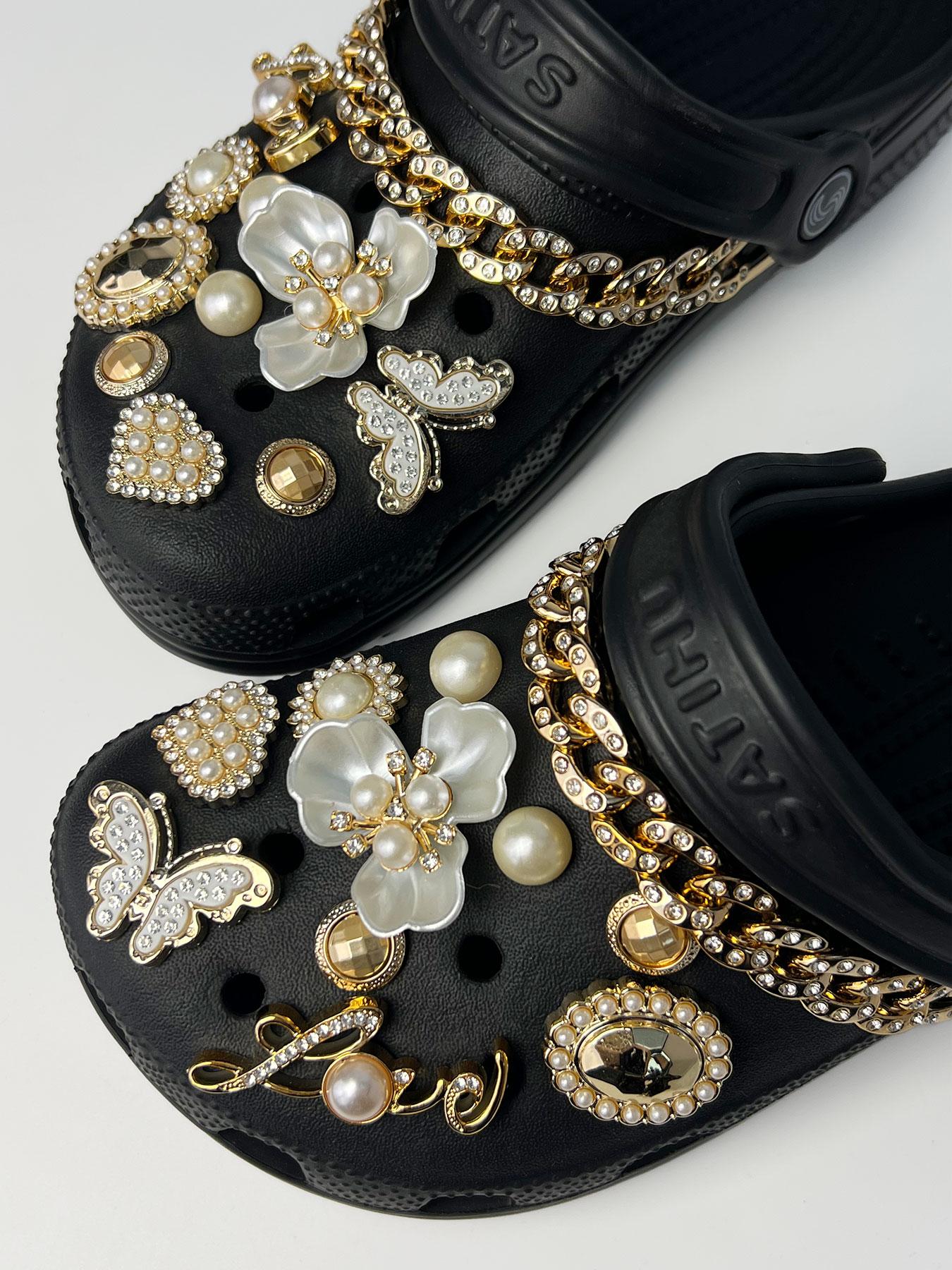 Fashionable Flower & Chain Design Shoe Charms, Elegant Shoe Decoration for Women & Girls, Shoes Accessories for Clogs