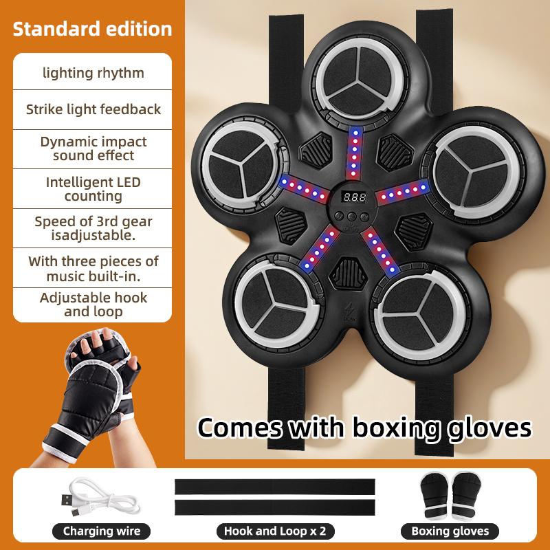 Bluetooth-compatible Smart Music Boxing Machine Hanging Target, Countable Fast Reaction Sandbag, Interactive Home Gym, Includes Charging Cable and Gloves, Boxing Set