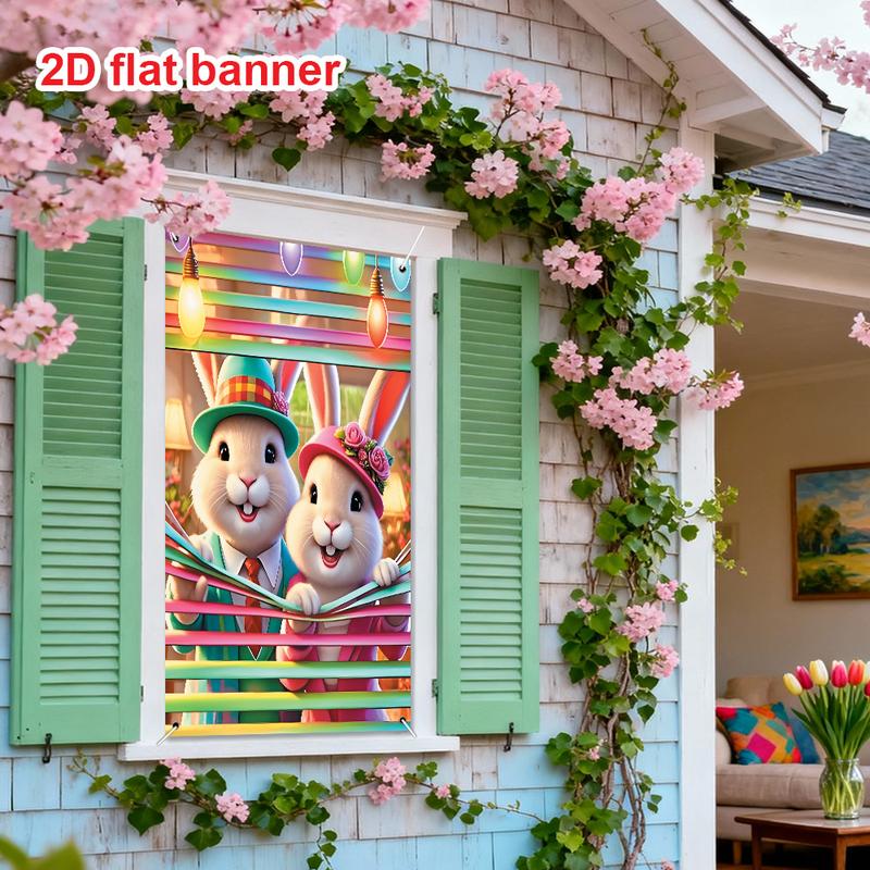 1pc, Easter Decorative Window and Door Cover - Happy Easter Decorative Flag, suitable for indoor/outdoor Spring Easter holiday decoration, for home, garden and courtyard