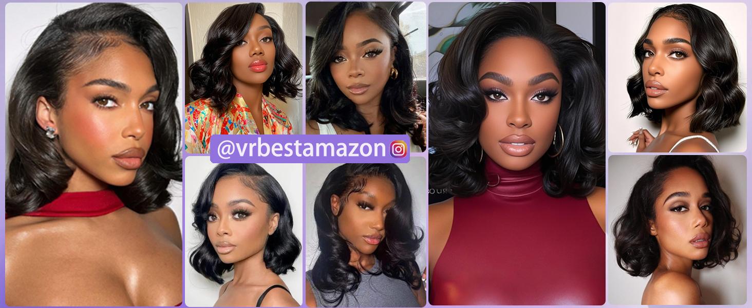 Nerkre 5x5 Wear and Go Glueless Bob Wig Human Hair Pre Plucked Pre Cut Glueless Wigs for Black Women Body Wave Lace Front Wigs Human Hair