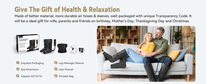 【FIT KING】 Leg Massager for Foot and Calf Massage with Handheld Controller Adjustable Footmassager Leg Massager Boots Comfort Relief Device for Christmas gift