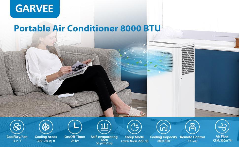 GARVEE Portable AC/Dehumidifier & Fan - 3-In-1, 8000 BTU 115V~, Suitable for 250-350 Sq.Ft