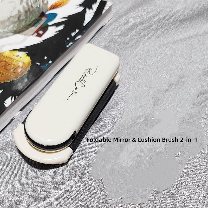 Foldable Mirror Comb Integrated Cushion Brush Portable Mini Travel Hairbrush Cute 2 in 1 Massage Mirror Comb Comb and Mirror in One Small Space Saving Touch Up Hairstyle Anywhere