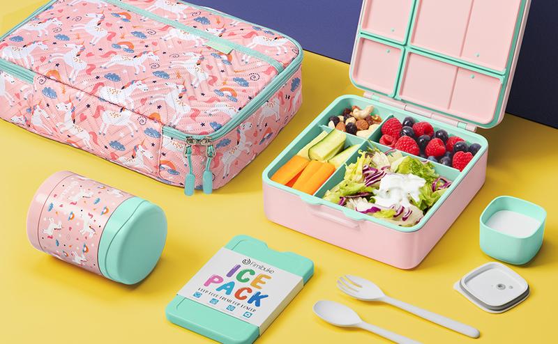 Fimibuke Bento Snack Lunch Box with 4 Compartments, Insulated Lunch Bag, Stainless Steel Vacuum Thermos Food Jar, Ice Pack, and Utensils Set – Ideal Back-to-School or Birthday Gift dealsforyoudays