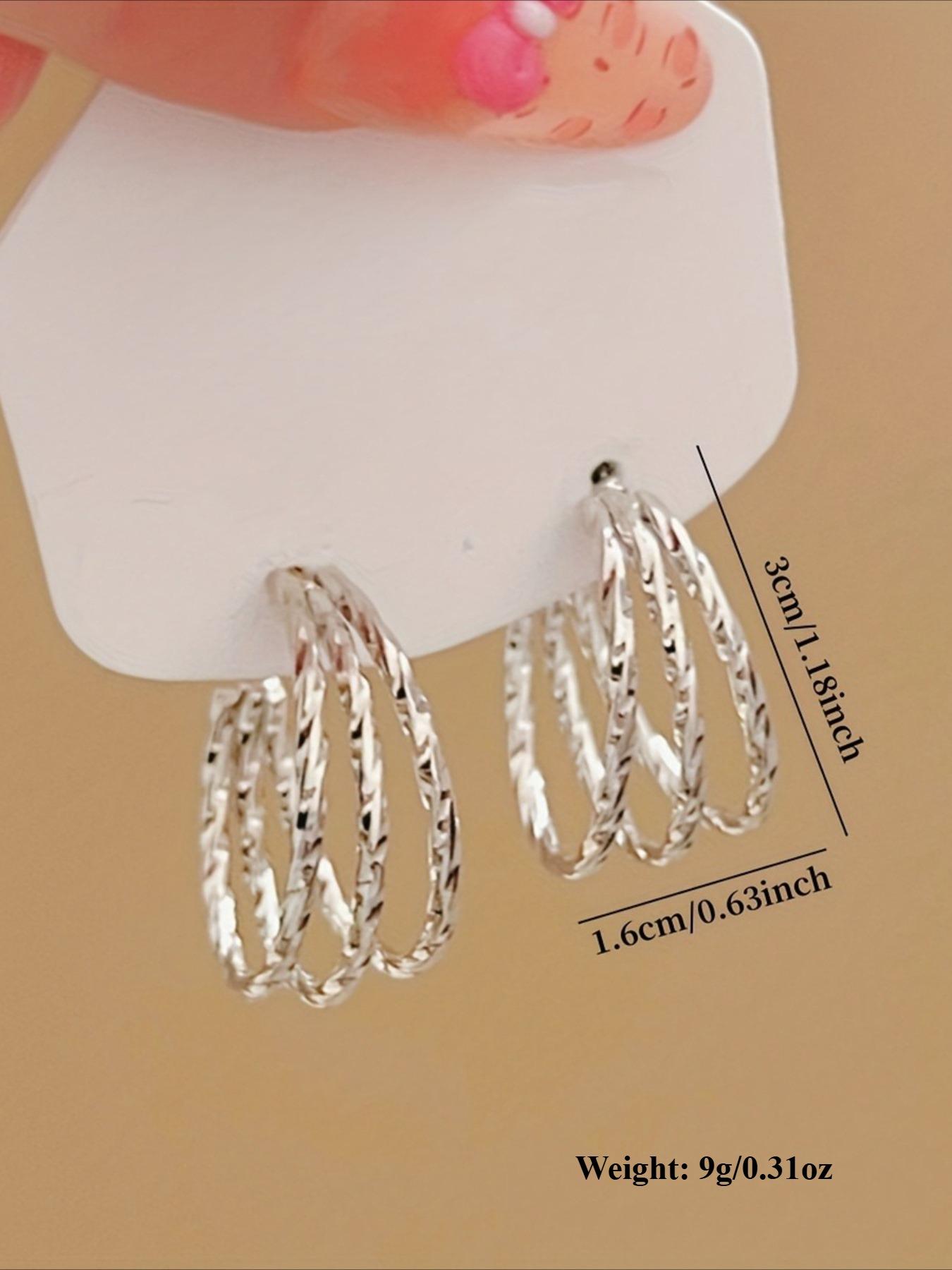 1 Pair of Fashionable Metal Multi-layer Fried Dough Twists C-shaped Earrings Women's Earrings Simple, Elegant, Casual, Everyday, Versatile Earrings