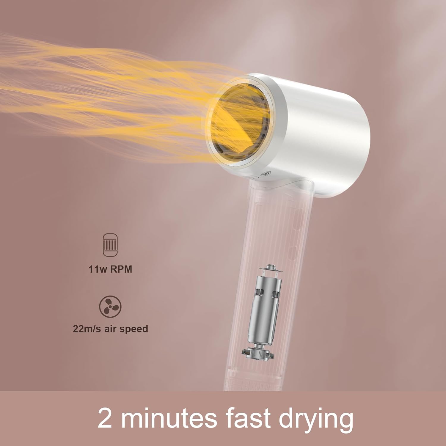 Byewrink Negative Ion Hair Dryer Brushless Motor 1400W High Speed Blow Dryer 3 Speed 4 Temp Travel Hair Dryer for Home Travel Salon White Hairdryer Fast Drying Ionic Hairdryer