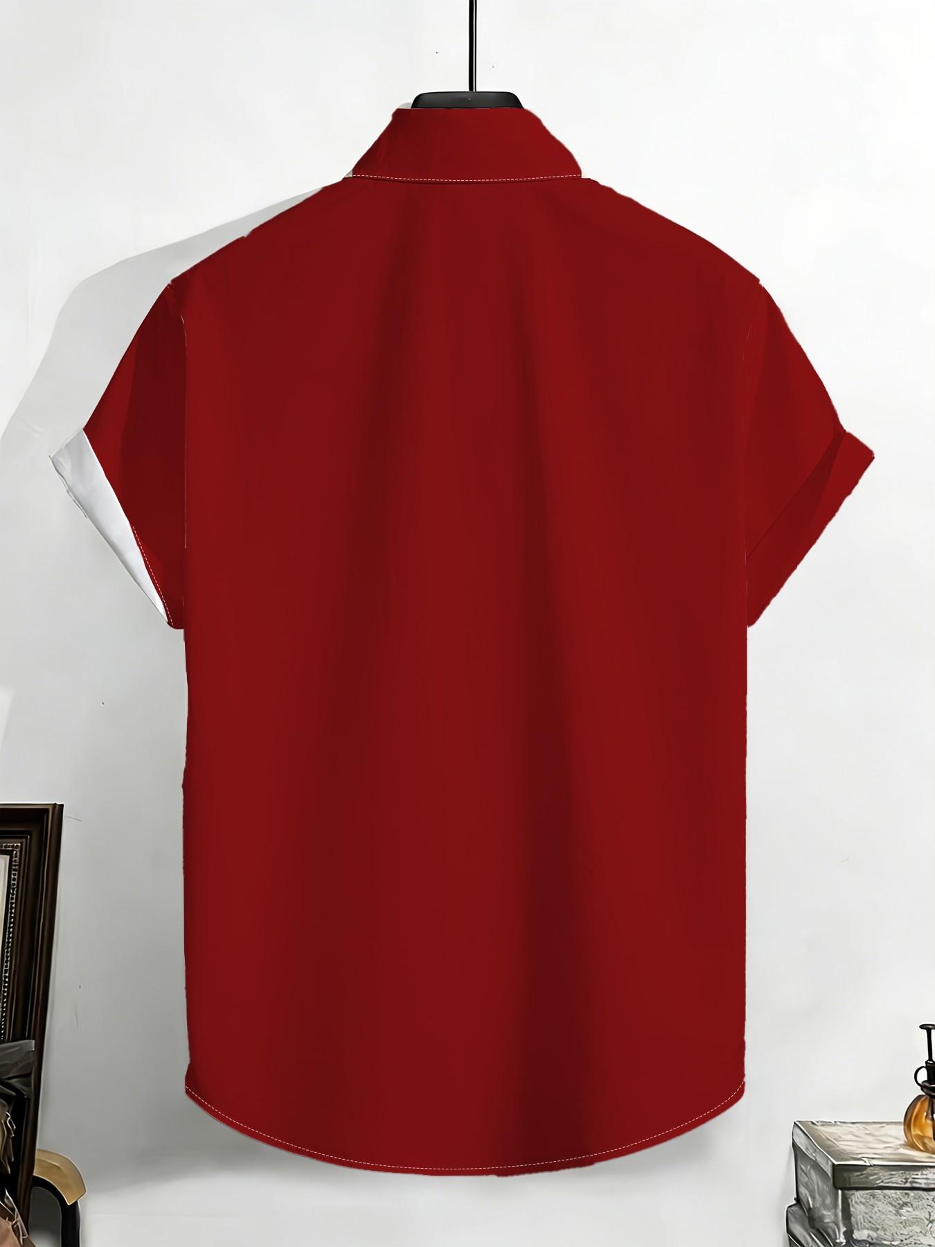 Large Size Men's Block Plaid Striped Shirt, Summer Loose Fit Breathable Short Sleeve Shirt, Vintage Casual All-Over Print Top