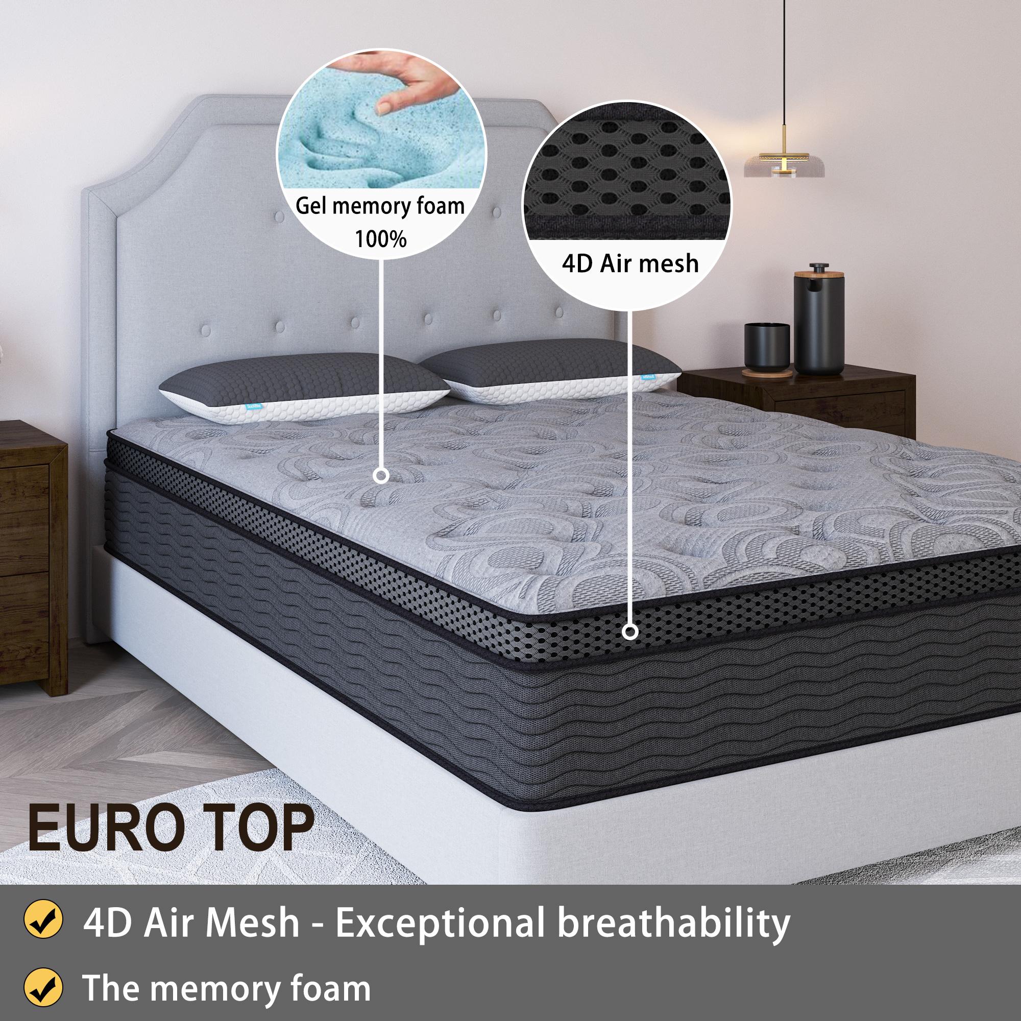 9 /12/14 Inch Cool Gel Memory Foam Mattress Twin Full Queen King Bed Breathable Hybrid Spring Mattress  In A Box Medium Firm