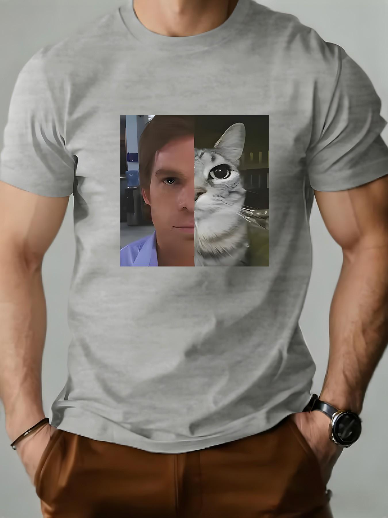 Men's Round Neck T-Shirt, Creative Geometric Print, Slim-Fit Retro Style, Casual Long Sleeve, Perfect for Daily Wear, Gifts, Events