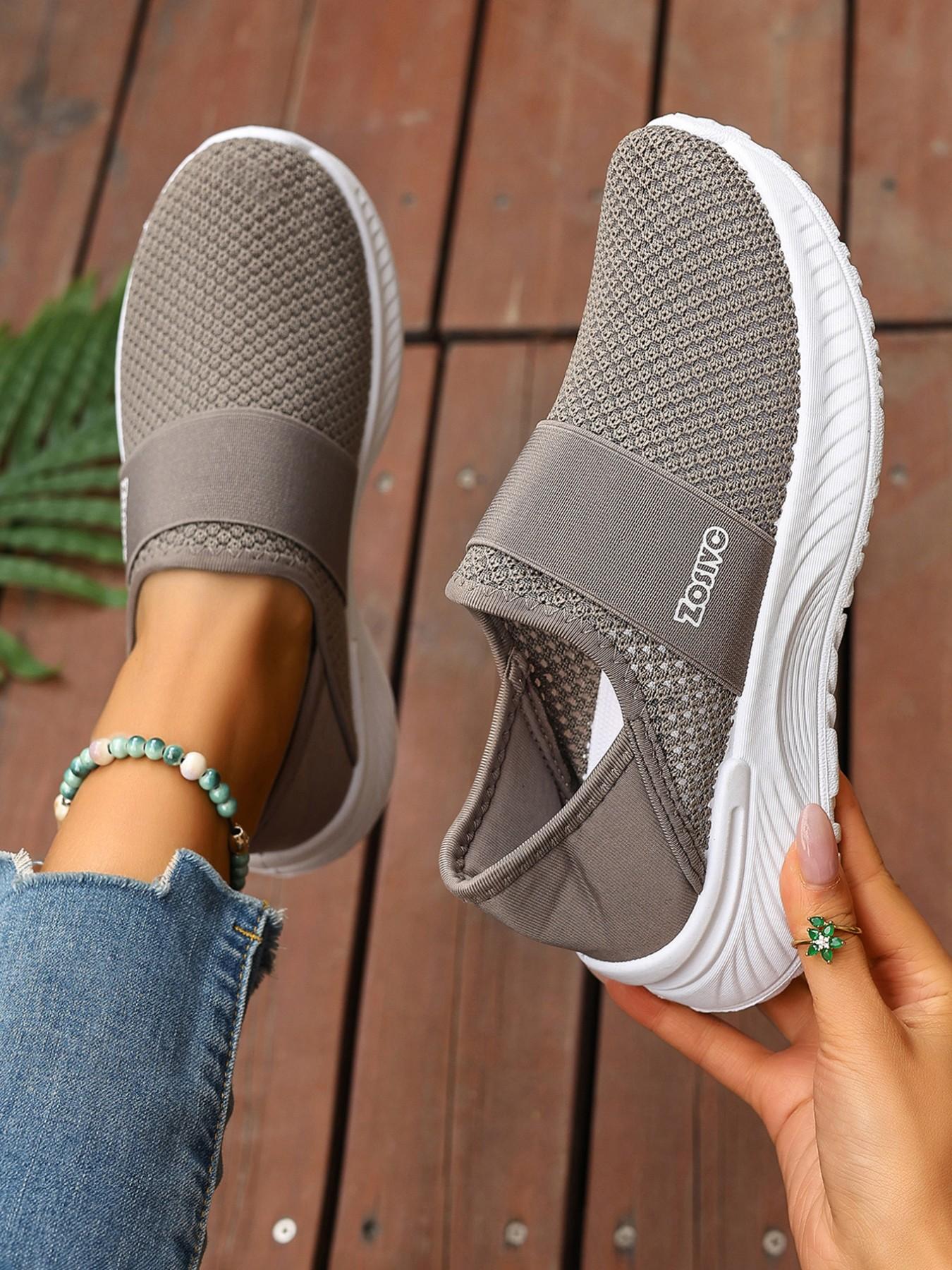 Unisex One-Step Slip-On Casual Sneakers, Lightweight Comfortable Running Shoes, Walking Shoes, Breathable Flyknit Sporty Leisure Footwear, Lightweight Slip Ons