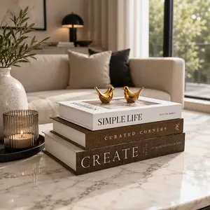 Foldable Paper Decorative Fake Books Set of 3, Fashion Stackable Book Sculpture Ornaments, Ideal for Coffee Table, Shelf, TV Stand Decoration