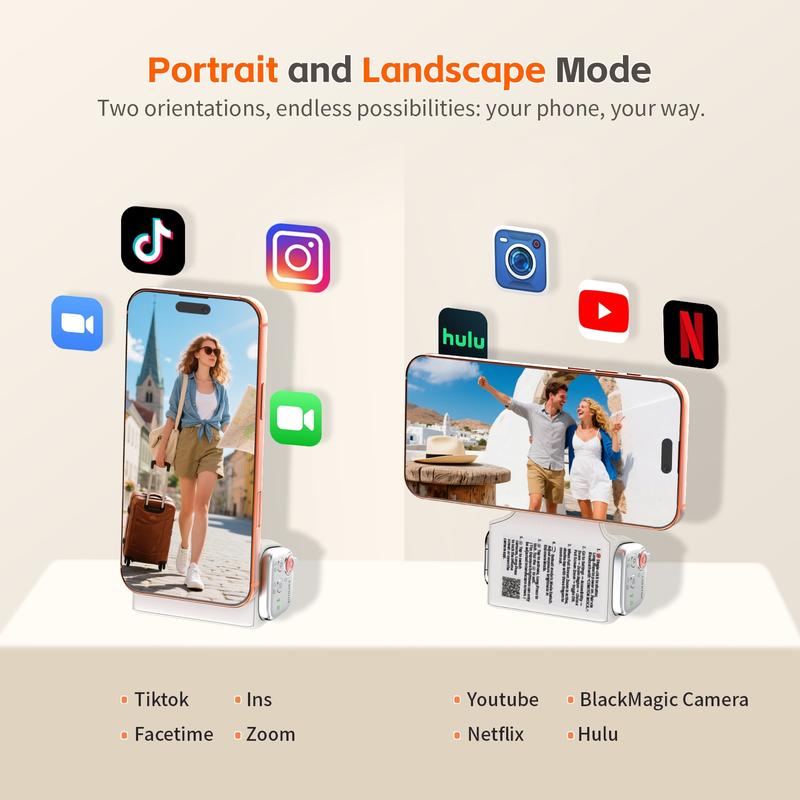 Comitok-Moca Phone Grip Handle for iOS 26+, Control Camera Switching & Focus, Compatible with Magnetic Phones, Portable & Easy Storage, Selfie Accessories