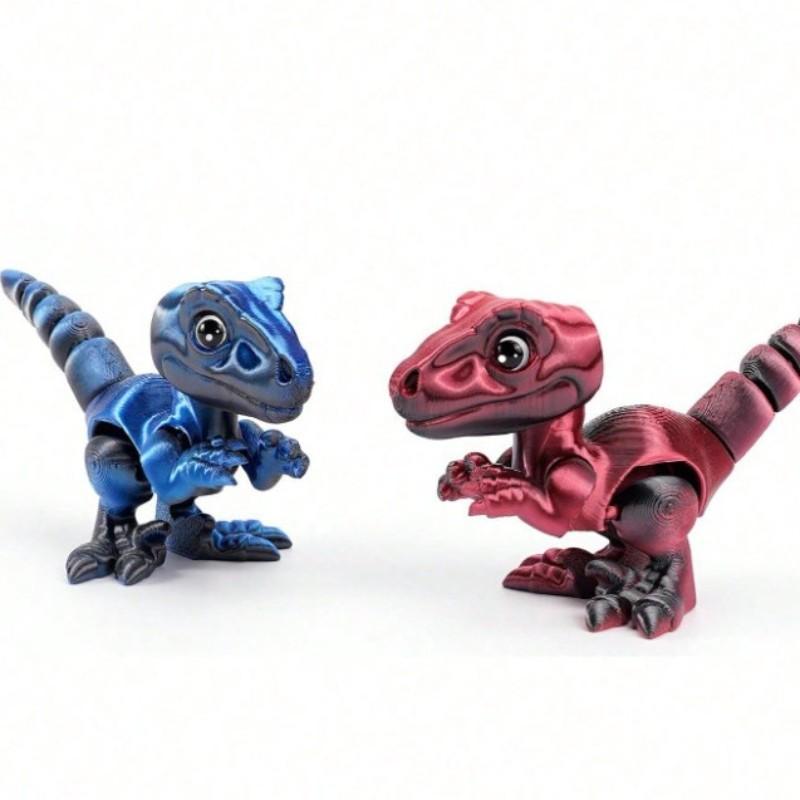 3D Printed Small Colorful Dragon Jointed Figure with Realistic Eyes, Artisanal Ornament, Collectible Doll, Decorative Craft