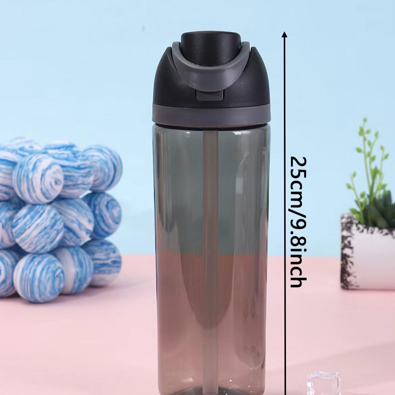 Transparent Plastic Fruit Cup, Large Capacity Outdoor Sports Water Bottle, Leak-Proof Dual Straw Cup, Perfect for Hiking & Camping