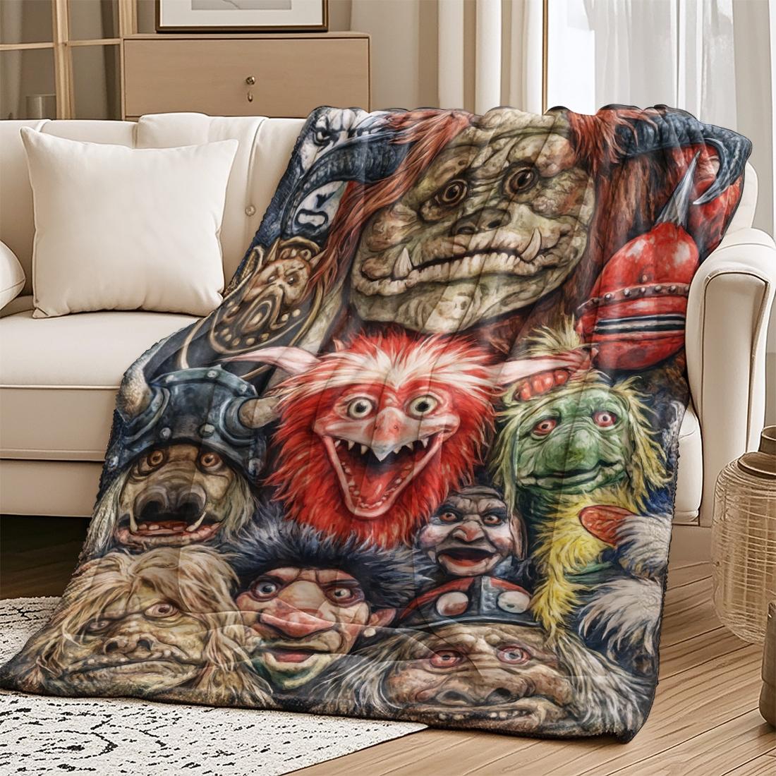 Labyrinth Movie Pattern Blanket, Soft Knitted Fabric Multi-Size Warm Blanket, Home Decor, Comfortable Fashion Design, All Seasons Use, Cozy Throw Blanket