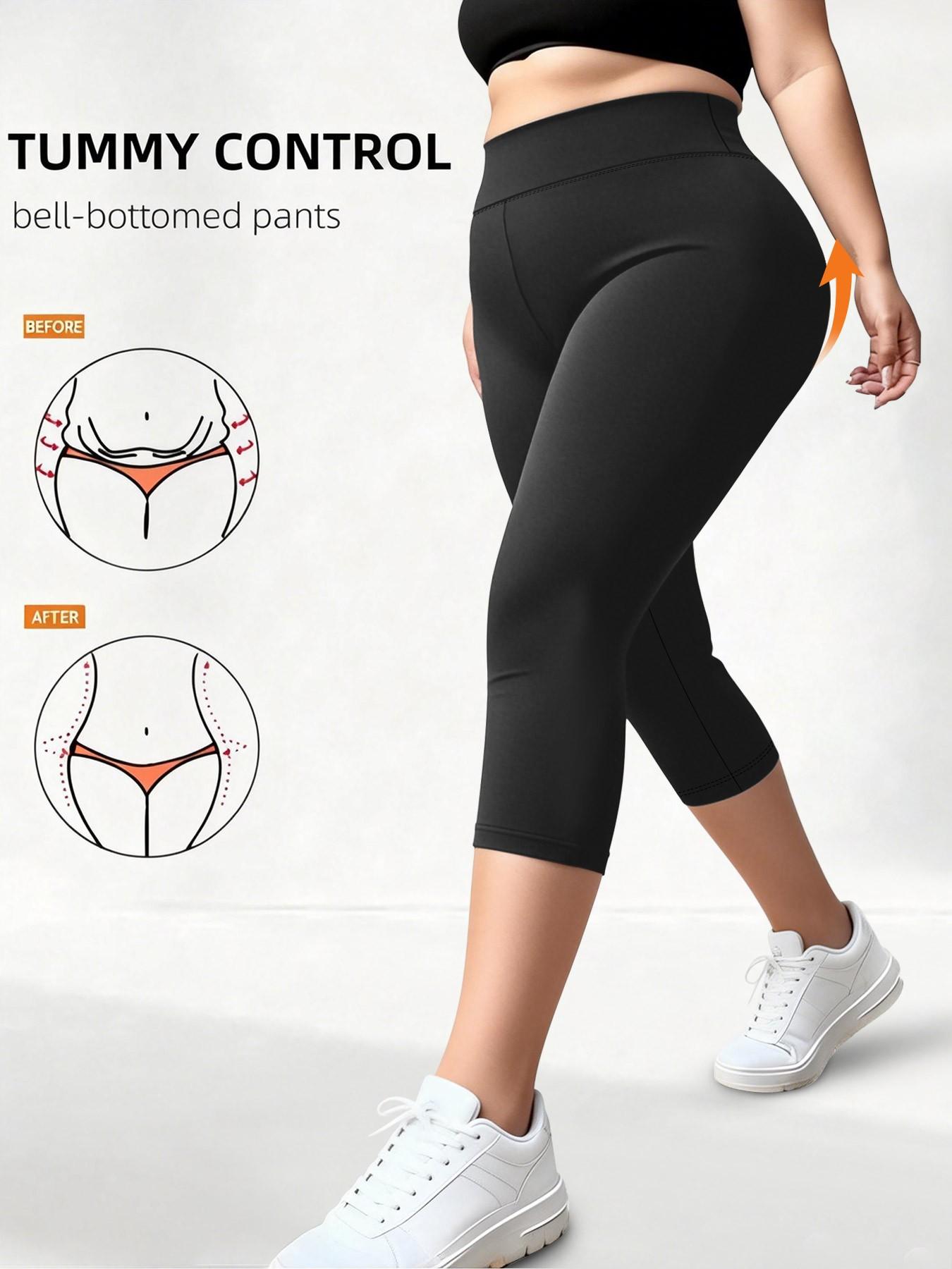 Women's Plus Size High Waist Stretch Capri Leggings, Soft Four-Way Stretch Fabric for Yoga and Everyday Wear, and Available in Multiple Colors, Shaping Leggings