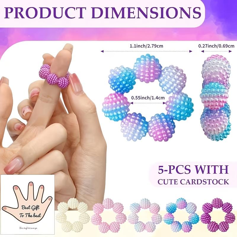 5Pcs sensory spike ring -. Adjustable ring, multi-color and gradual change. Suitable for adults, finger massager. Different touch spike beads decompress rings, available in home, outdoor, school, office, travel and other scenes - various holiday
