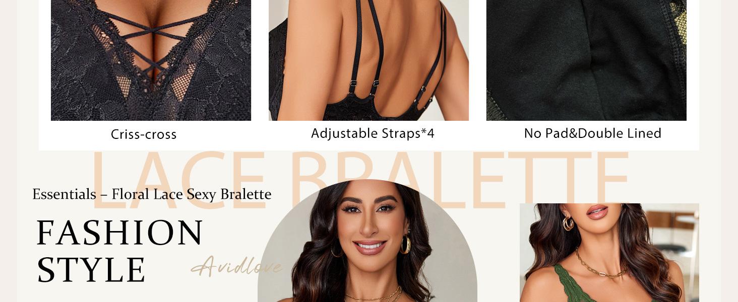 Avidlove Lace Bralettes for Women V Neck Criss Cross Bralette Non Padded Longline Bra Soft Comfy Breathable Fabric Adjustable Straps Wirefree Bra Top - Womenswear Avidlove Lace Bralettes for Women V Neck Criss Cross Bralette Non Padded Longline Bra Soft Comfy Breathable Fabric Adjustable Straps Wirefree Bra Top - Womenswear