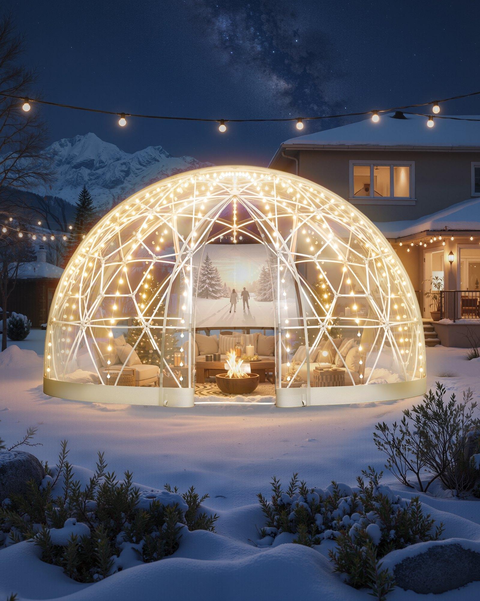 VEVOR Garden Dome Igloo, 12x 7.2 ft Outdoor Clear Bubble Tent for 4-7 Person, Weatherproof Geodesic Dome Greenhouse with Window, PVC Igloo Tent for Backyard Patios Camping Party Wedding