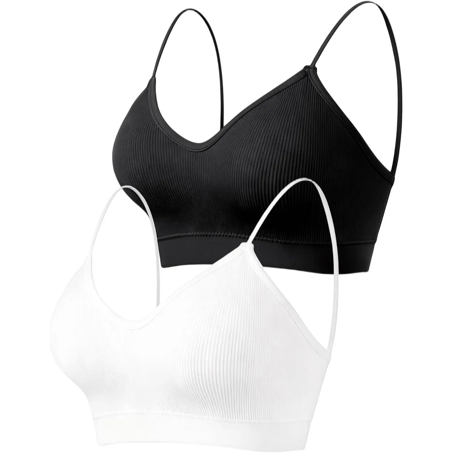 2Pack Padded Bralettes for Women, V-Neck Seamless Wireless Pull-On Bras with Removable Pads, Low-ImpactGift